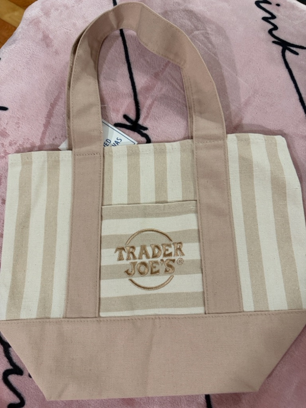 Beige Stripe Canvas Tote Bag